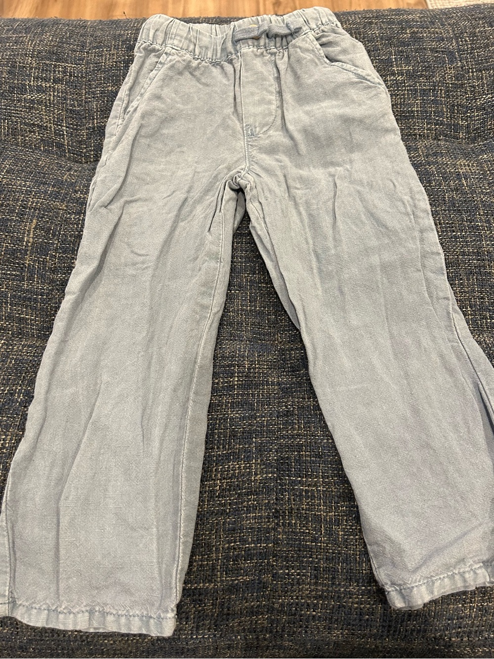 Zara Boys Linen Blend Pull On Pants Blue
